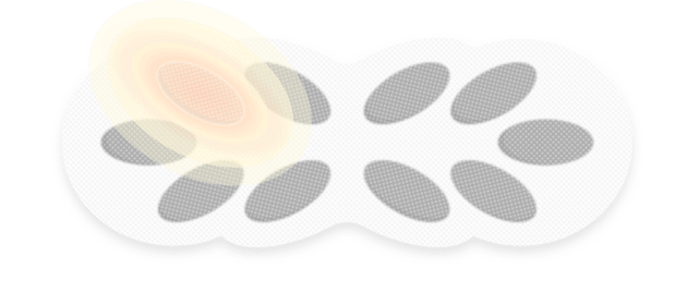 Illustration einer ThermaCare® Wärmeauflage bei Regelschmerzen mit farblich hervorgehobener Wärmezelle