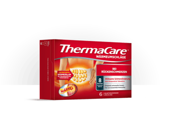 Produktbild der sechser Vorteilspackung der ThermaCare® Rückenumschläge